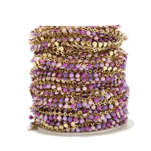 Cadena de cuentas de esmalte de acero inoxidable chapada en oro DIY joyería collar