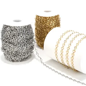 Stainless steel heart chain DIY jewelry making supplies gold silver bulk spool for bracelets