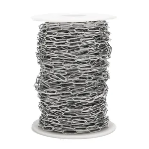 Stainless steel textured DIY chain detail view, ideal for handmade jewelry and crafts.