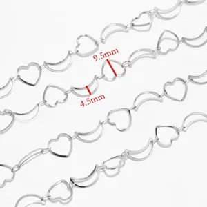 Stainless steel hollow heart and moon chain link accessory for handmade DIY jewelry necklaces.