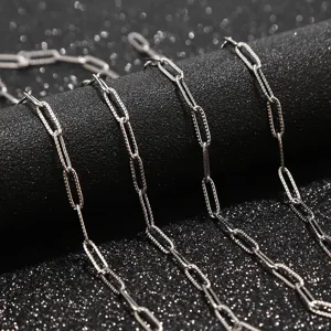 Stainless steel textured paperclip chain for men DIY jewelry necklace accessory 4x12