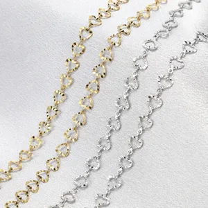 Stainless Steel Handmade Embossed Heart Chain Vacuum Electroplated Non Fading Women Bracelet Anklet DIY Jewelry Chain