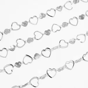 Stainless steel hollow heart chain silver color necklace jewelry DIY making accessories