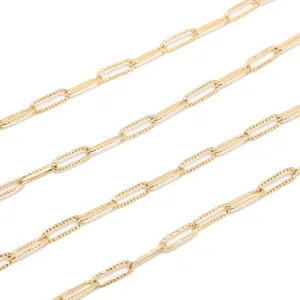 Stainless steel 4x12 embossed paperclip chain gold plated DIY necklace jewelry accessory