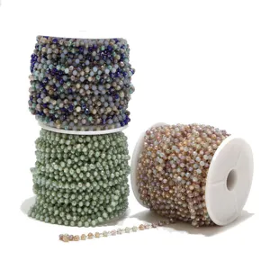 Multi-color crystal beaded chain stainless steel wire DIY jewelry making material spool
