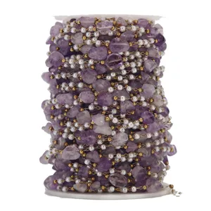 Chaîne de perles en pierre violette irrégulière naturelle pour la fabrication de bijoux