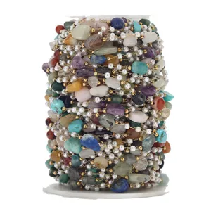 Chaîne perles pierres précieuses irrégulières naturelles colorées bricolage bijoux collier bracelet