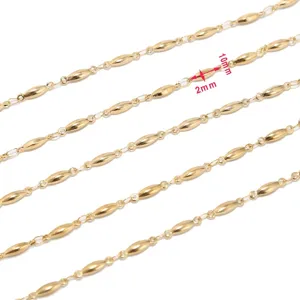 18K gold plated stainless steel bar chain jewelry DIY accessories detail image with size.