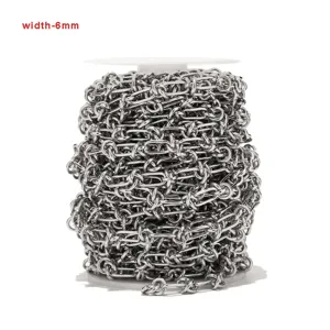 Rollo de cadena de acero inoxidable 6mm DIY joyería collar pulsera accesorios metal piezas