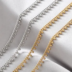 Minimalist Stainless Steel 18K Vacuum Gold Plated Side Bead Chain DIY Handmade Jewelry Chain Craft Accessories