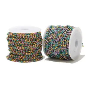 Colorful beaded chain roll 2mm stainless steel DIY jewelry making necklace bracelet piece