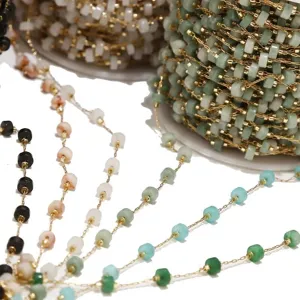 Stainless steel 18K gold plated beaded chain DIY jewelry making supplies and accessories
