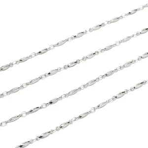 Stainless steel bamboo chain necklace DIY jewelry accessory, silver metallic bead bar chain link.
