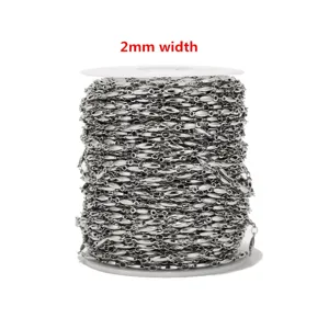 Stainless steel metal chain 2mm width for DIY jewelry making and necklace accessories roll.