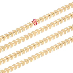 Gold stainless steel airplane chain 6mm chevron chain DIY jewelry making supply 1pc