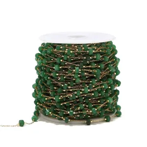 Green beaded metal chain roll detail for DIY jewelry making bracelet necklace crafts accessories