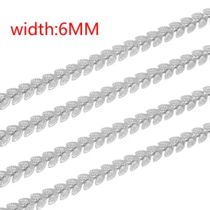 Stainless steel leaf chain detail shot, width 6mm, durable 304 material for DIY jewelry.