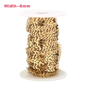 Stainless steel arrow chain spool 6mm width gold DIY jewelry making supply detail view