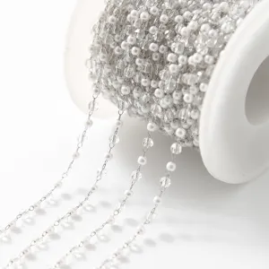 Chaîne de perles en cristal de perle en acier inoxydable pour accessoires de bijoux DIY.