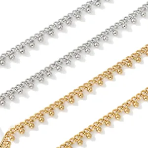 Stainless steel bead chain for DIY jewelry making and bags, durable metal craft accessory.