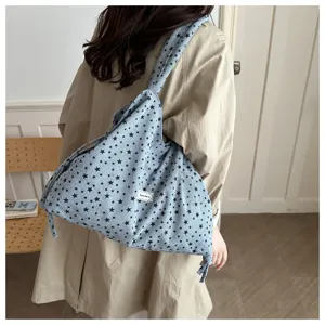 Bolsa de punto casual con patrón de estrellas, elegante bolso de hombro para mujer.