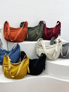 Sac bandouliere decontracte en toile pour femme, grand sac epaule dumpling capacite, fourre-tout.