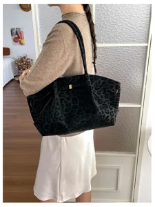 Borsa a tracolla tote stampa leopardo retrò da donna, grande capacità borsa vintage.