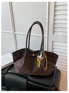 Borsa a spalla vintage stampa leopardata grande capacita borsa da donna per lavoro