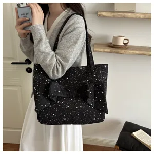 Borsa tote con fiocco stile coreano alla moda, elegante borsa a tracolla chic da lavoro.