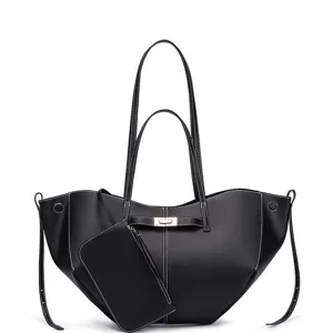 Leichte große Kapazität Fledermaus geformte Handtasche Damen stylische Schultertasche schwarz