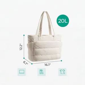 Grande capacita borsa tote trapunta borsa a spalla leggera imbottita donna viaggio