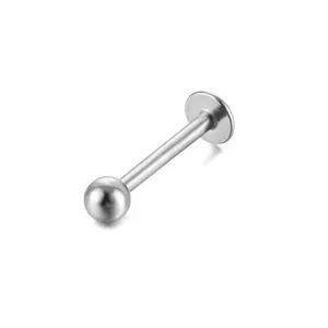 Anello da Labbro in Acciaio Inossidabile Sfera Labret Borchia Tonda Retro Piatto Gioielli Piercing Corporeo Uomo Donna