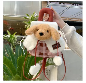 Sac à dos en peluche style japonais mignon dessin animé carreaux sac d'école tendance filles