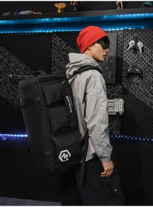 Sac à dos de voyage noir multifonctionnel de grande capacité pour le sport et fitness quotidien.