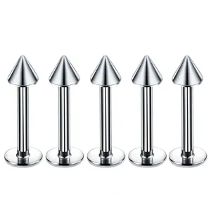 Stainless steel spike labret stud jewelry detail shot, perfect for body piercing accessories.