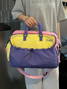 Farbblock Reise-Damentasche Sport-Fitness-Tasche mit grossem Stauraum fuer den Alltag