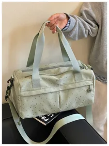 Hellgrüne Reisetasche mit Sternenmuster große Kapazität Fitness Sporttasche für Damen