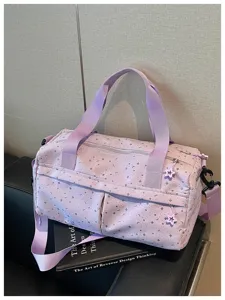 Helllila große Sporttasche Reisetasche mit Sternen Muster für Fitness Training Damen