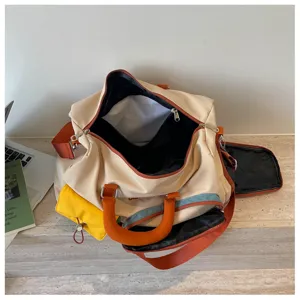 Large capacity color contrast travel duffel bag versatile commuting storage bag detail view