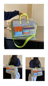 Colorblock travel duffel bag large capacity multi-pocket weekend overnight luggage bag