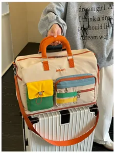 Colorblock travel duffel bag large capacity weekend overnight bag casual luggage bag