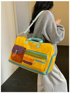 Colorblock dopamine travel duffel bag large capacity casual commuter luggage weekender bag