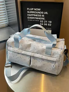 Große Kapazität Sport Gym Tasche mit Unabhängigem Schuhfach Trocken Nass Trennung Reisetasche für Damen Stern Mond Druck Leichte Yoga Trainingstasche