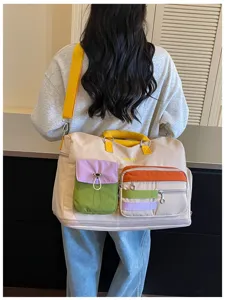 Colorful dopamine travel duffel bag for women, large capacity weekend luggage bag
