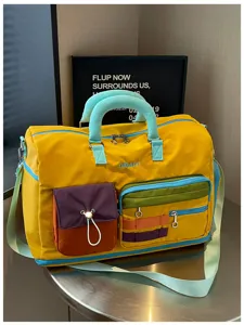 Colorblocked Dopamine Travel Duffel Bag Large Capacity Commuter Weekender Bag For Women