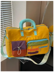 Color-block dopamine travel duffel bag large capacity short trip commuter storage luggage bag