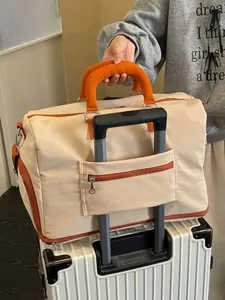 Colorblock travel duffel bag large capacity suitcase sleeve commuter weekender overnight bag