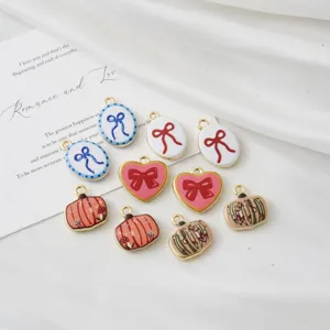 DIY cute enamel bow heart and pumpkin pendants for handmade jewelry accessories making.