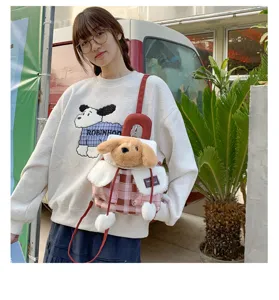 Joli sac à dos en peluche de chien style japonais mignon cartable kawaii pour filles
