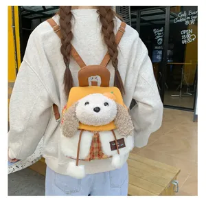 Joli sac à dos en peluche pour femme, cartable animal de dessin animé, sac décontracté.